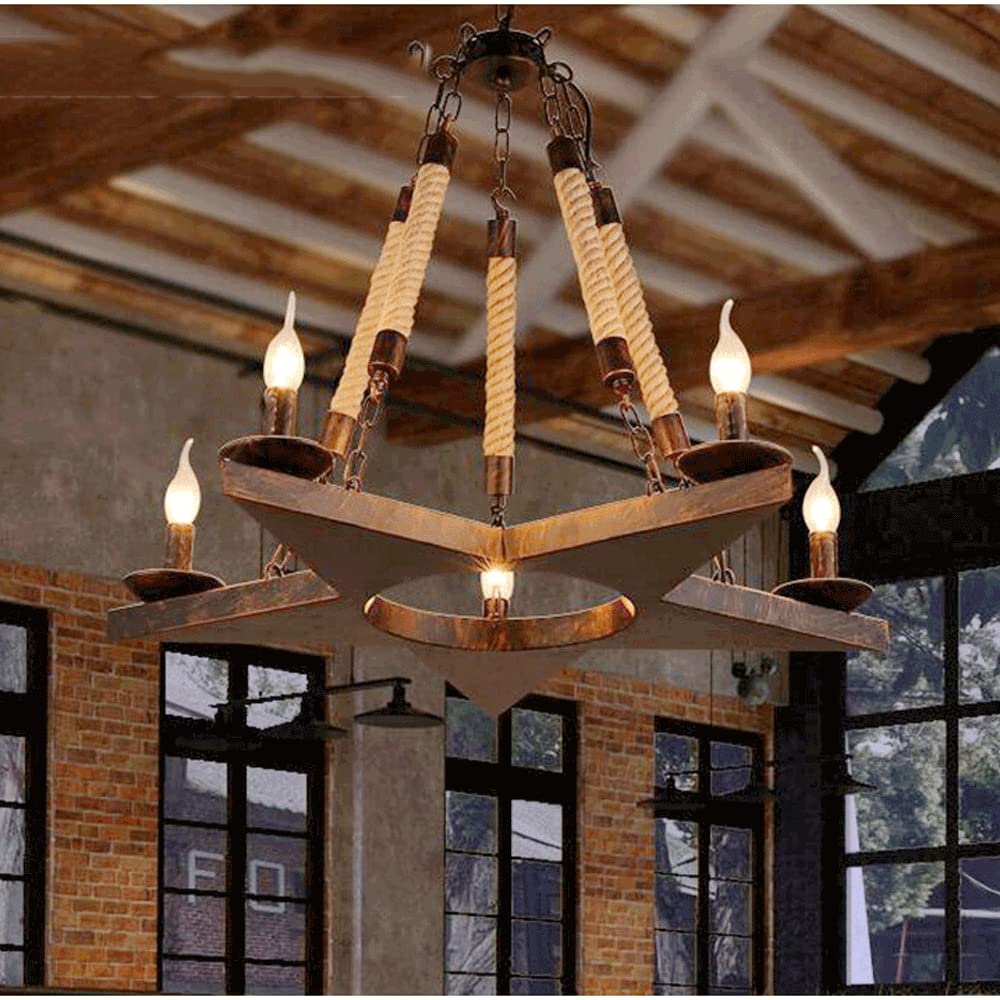 Epoch Vintage Metallo/Corda LED Lux Lampadario Ruggine Camera da Letto/Soggiorno