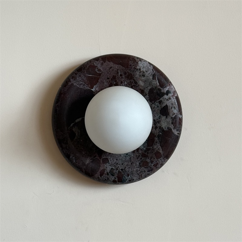 Uzorionis Nordic Art Deep Purple Red Glass Marble Sconce Wall Lamp - Lamp Copper