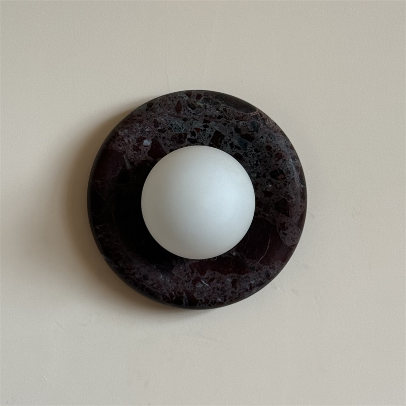 Uzorionis Nordic Art Deep Purple Red Glass Marble Sconce Wall Lamp - Lamp Copper