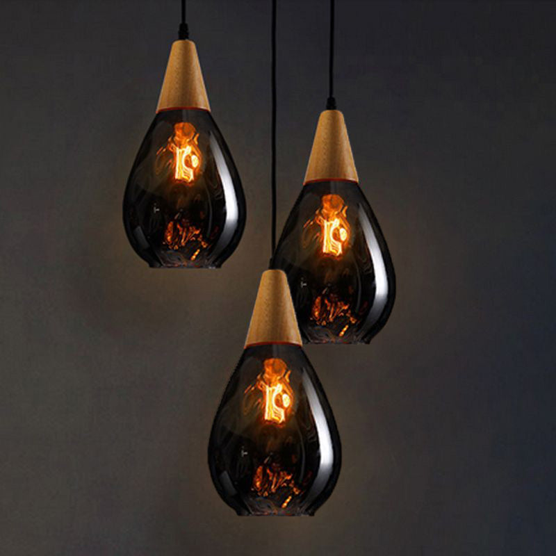 Avi Vintage Teardrop Lampada a Sospensione Vetro/Legno