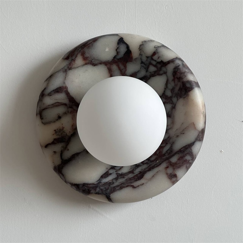 Evenir Modern Minimalist Bvlgari Purple Marble Sconce Wall Lamp - Lamp Copper