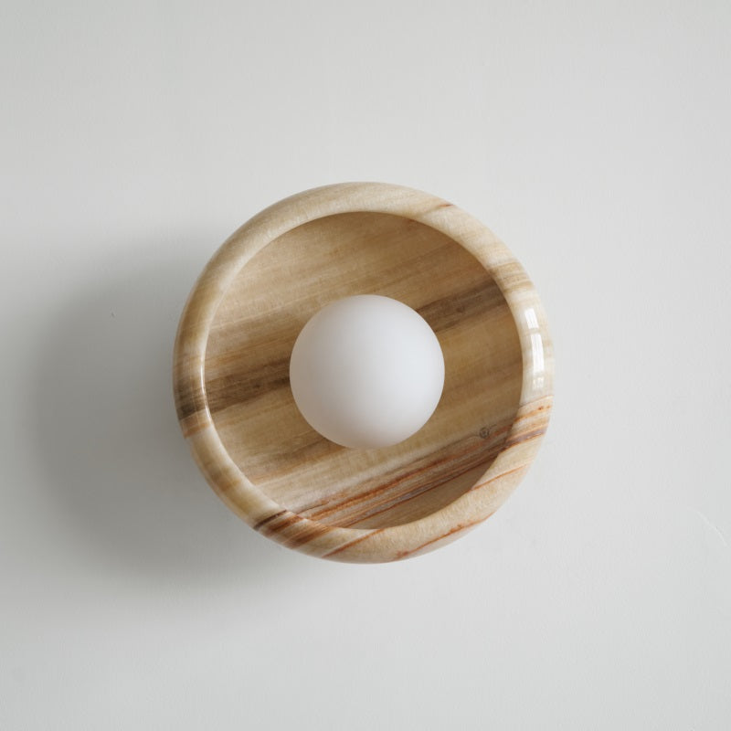 Piedra Modern Minimalist Marble Glass Wall Lamp - Lamp Copper