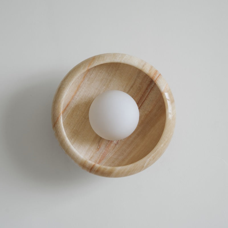 Piedra Modern Minimalist Marble Glass Wall Lamp - Lamp Copper