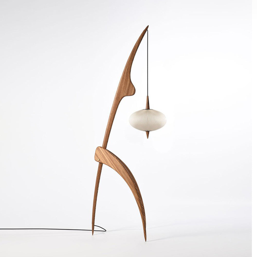 Ritta Moderne LED Lampada da Terra Legno/Tessuto Soggiorno
