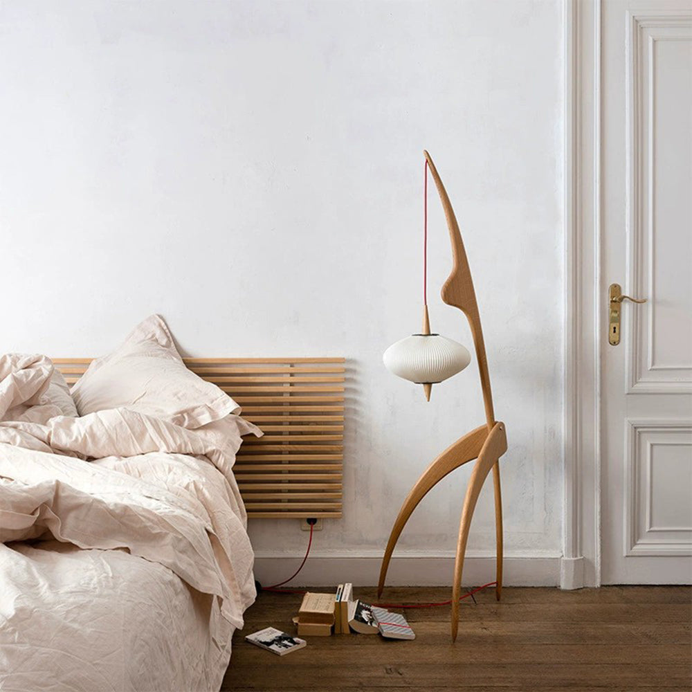 Ritta Moderne LED Lampada da Terra Legno/Tessuto Soggiorno