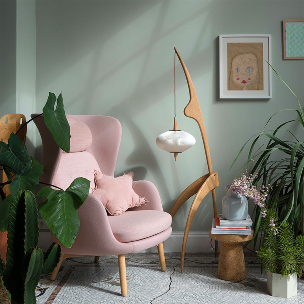 Ritta Moderne LED Lampada da Terra Legno/Tessuto Soggiorno