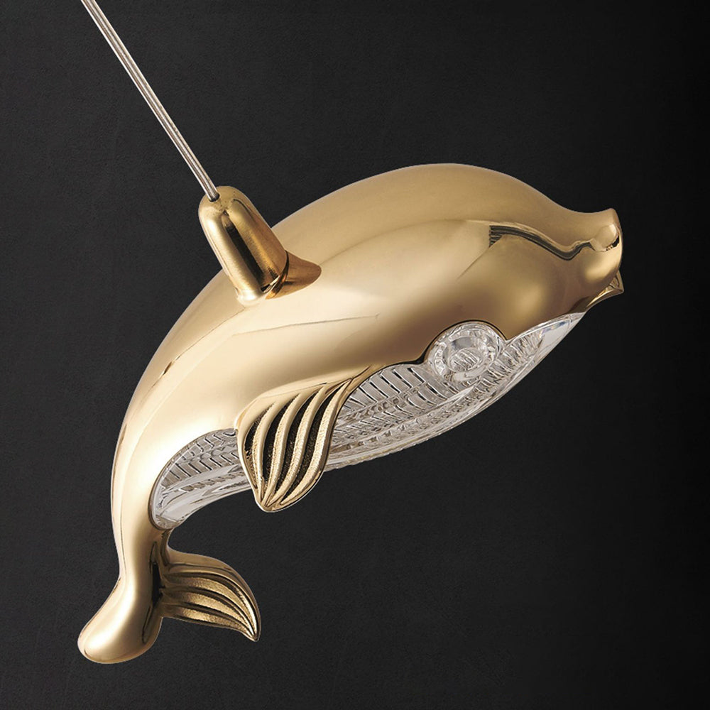 Arisha Moderno LED Delfino Metallo Lampade a Sospensione Oro Metallo/Acrilico Soggiorno/Camera da Letto