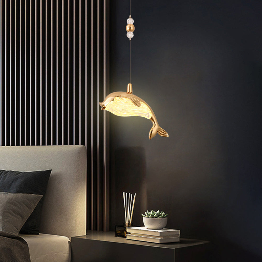Arisha Moderno LED Delfino Metallo Lampade a Sospensione Oro Metallo/Acrilico Soggiorno/Camera da Letto