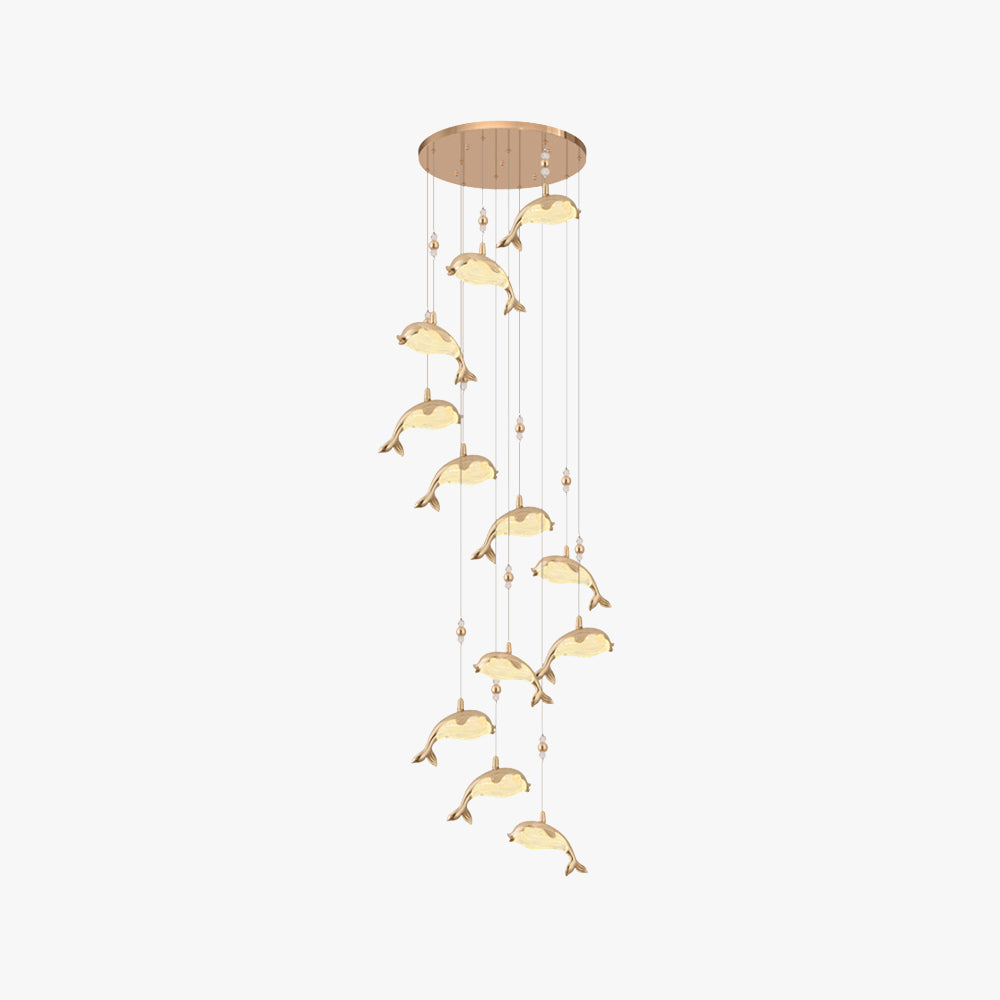 Arisha Moderno LED Delfino Metallo Lampade a Sospensione Oro Metallo/Acrilico Soggiorno/Camera da Letto