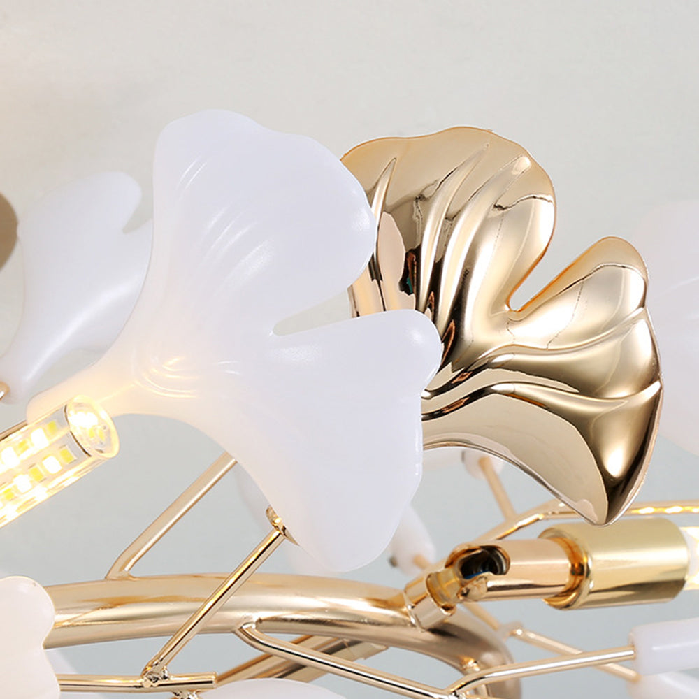 Olivia Bellissimo Design LED Plafoniera Art Ginkgo Biloba Ceramica Metallo Oro Soggiorno/Camera da Letto