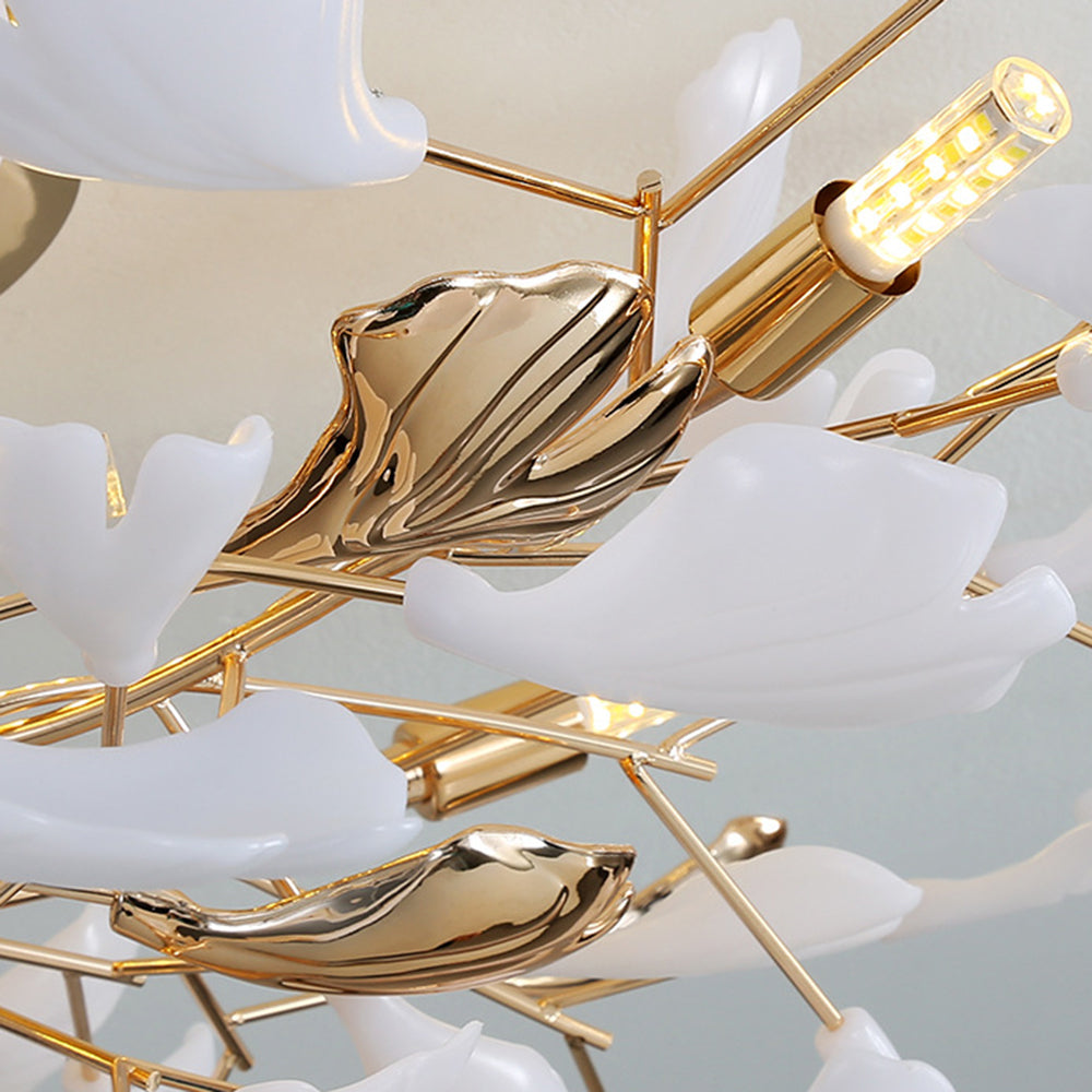 Olivia Bellissimo Design LED Plafoniera Art Ginkgo Biloba Ceramica Metallo Oro Soggiorno/Camera da Letto