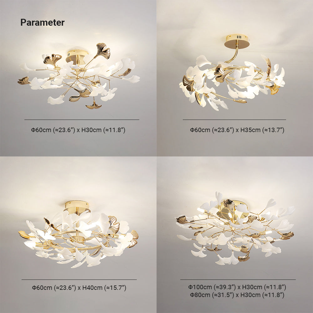 Olivia Bellissimo Design LED Plafoniera Art Ginkgo Biloba Ceramica Metallo Oro Soggiorno/Camera da Letto