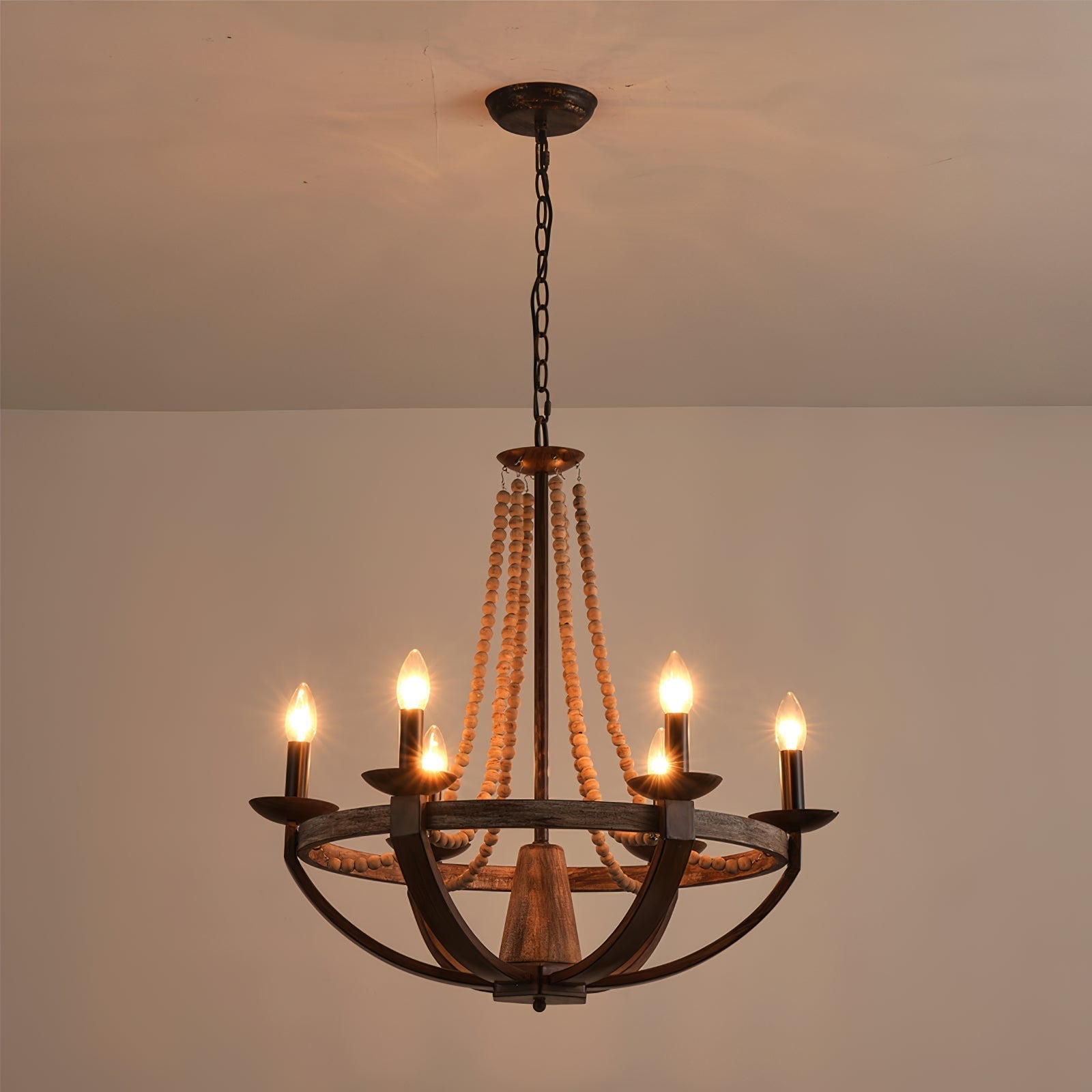 Adan Modern Traditional Wood Chandelier - Lamp Copper
