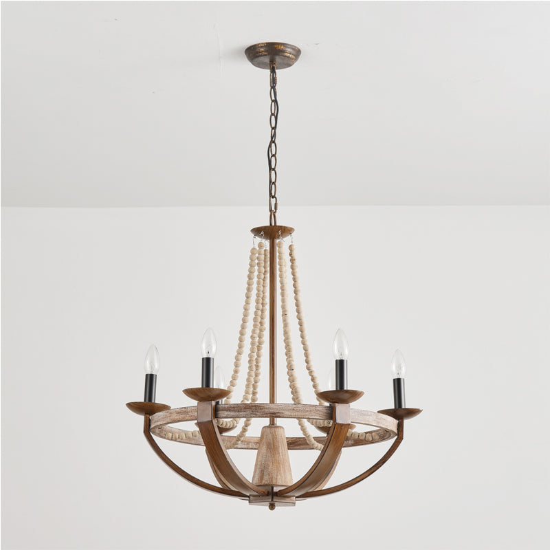 Adan Modern Traditional Wood Chandelier - Lamp Copper