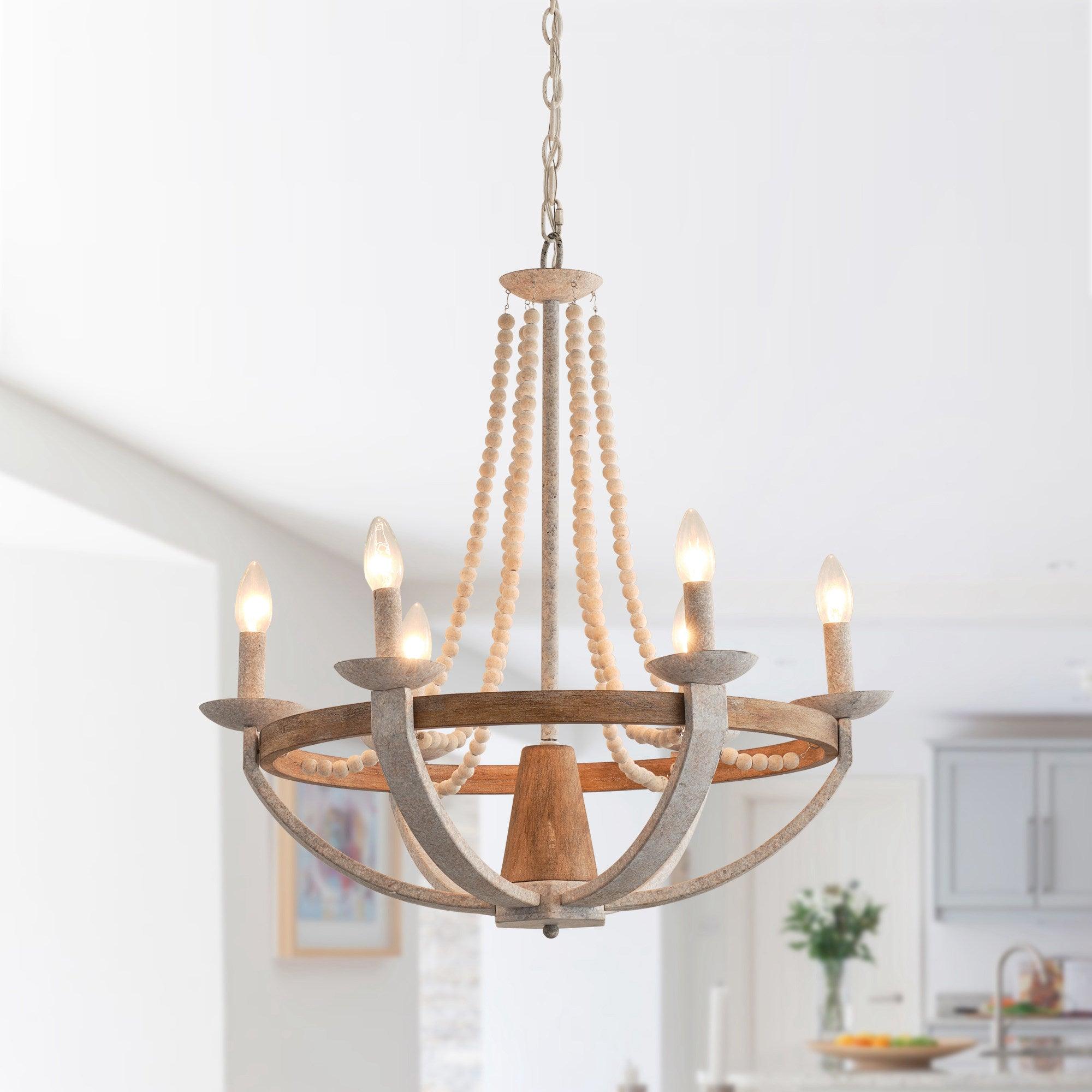 Adan Modern Traditional Wood Chandelier - Lamp Copper