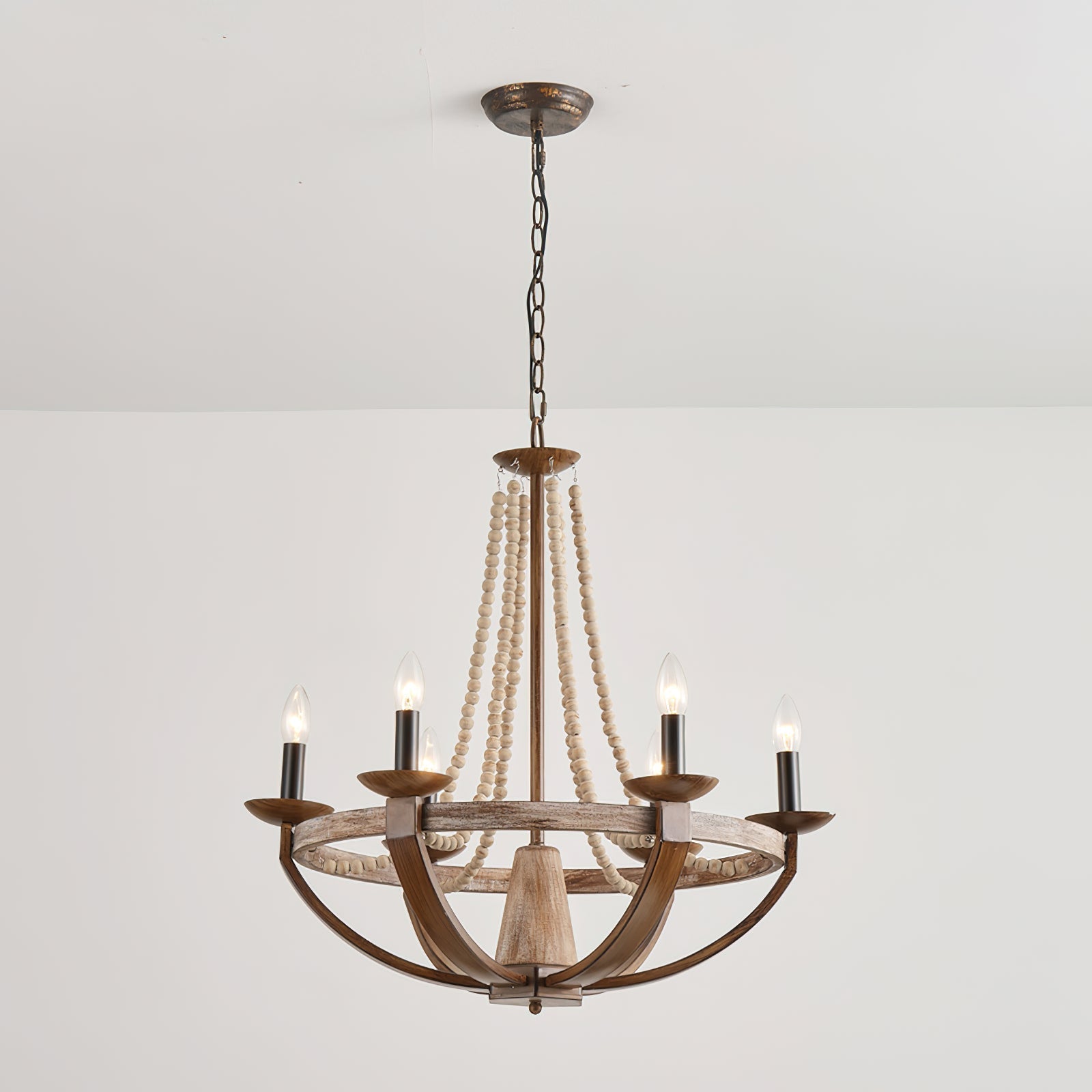 Adan Modern Traditional Wood Chandelier - Lamp Copper