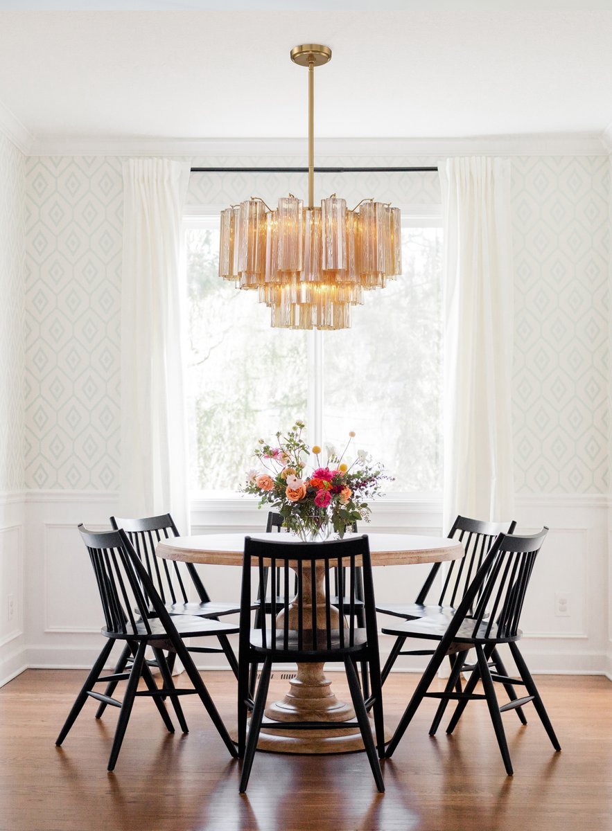 Aurora Murano Chandelier Glass Tube Layered Amber - Neutralighting
