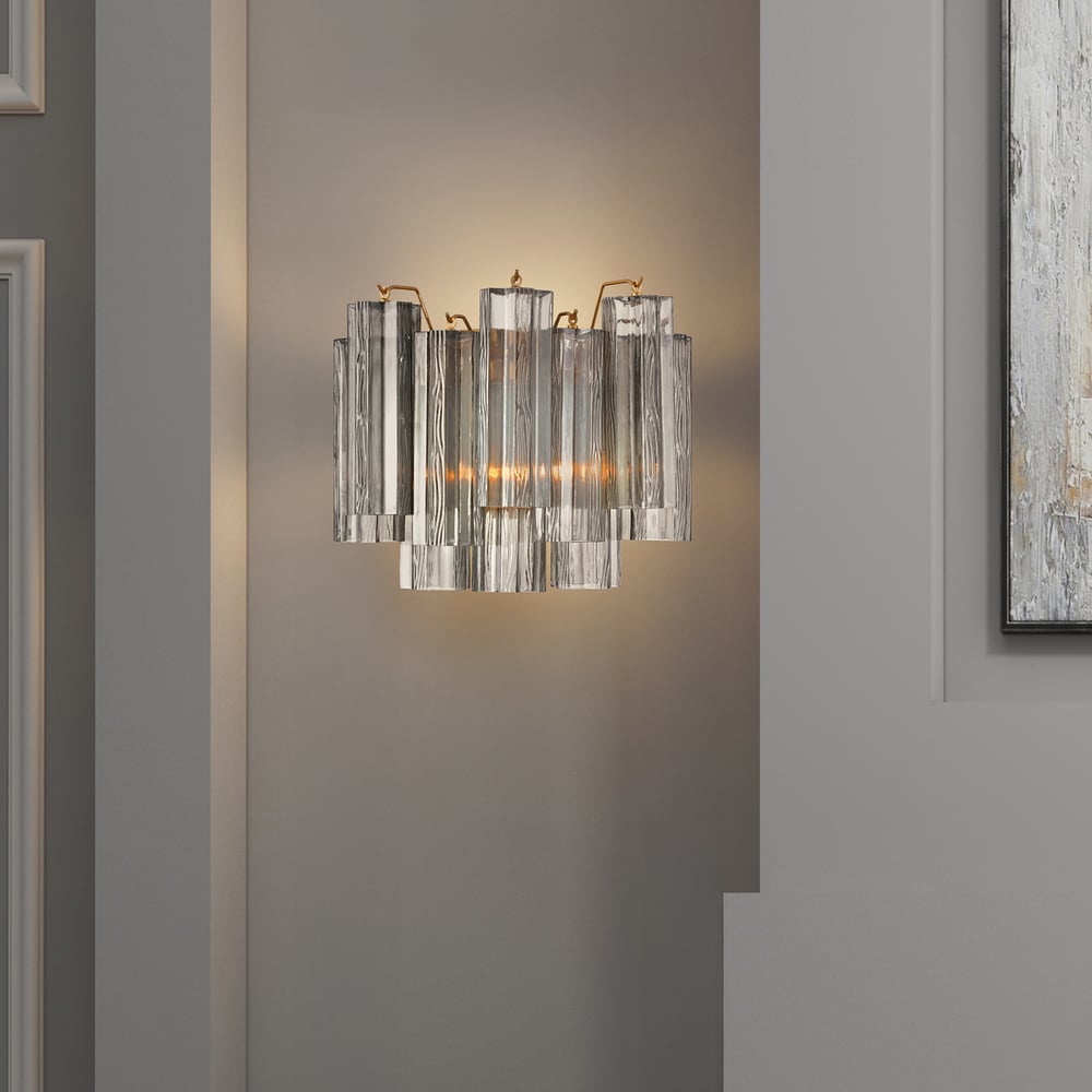 Aurora Wall Light Tronchi Glass Tube Tiered Amber Modern - Neutralighting