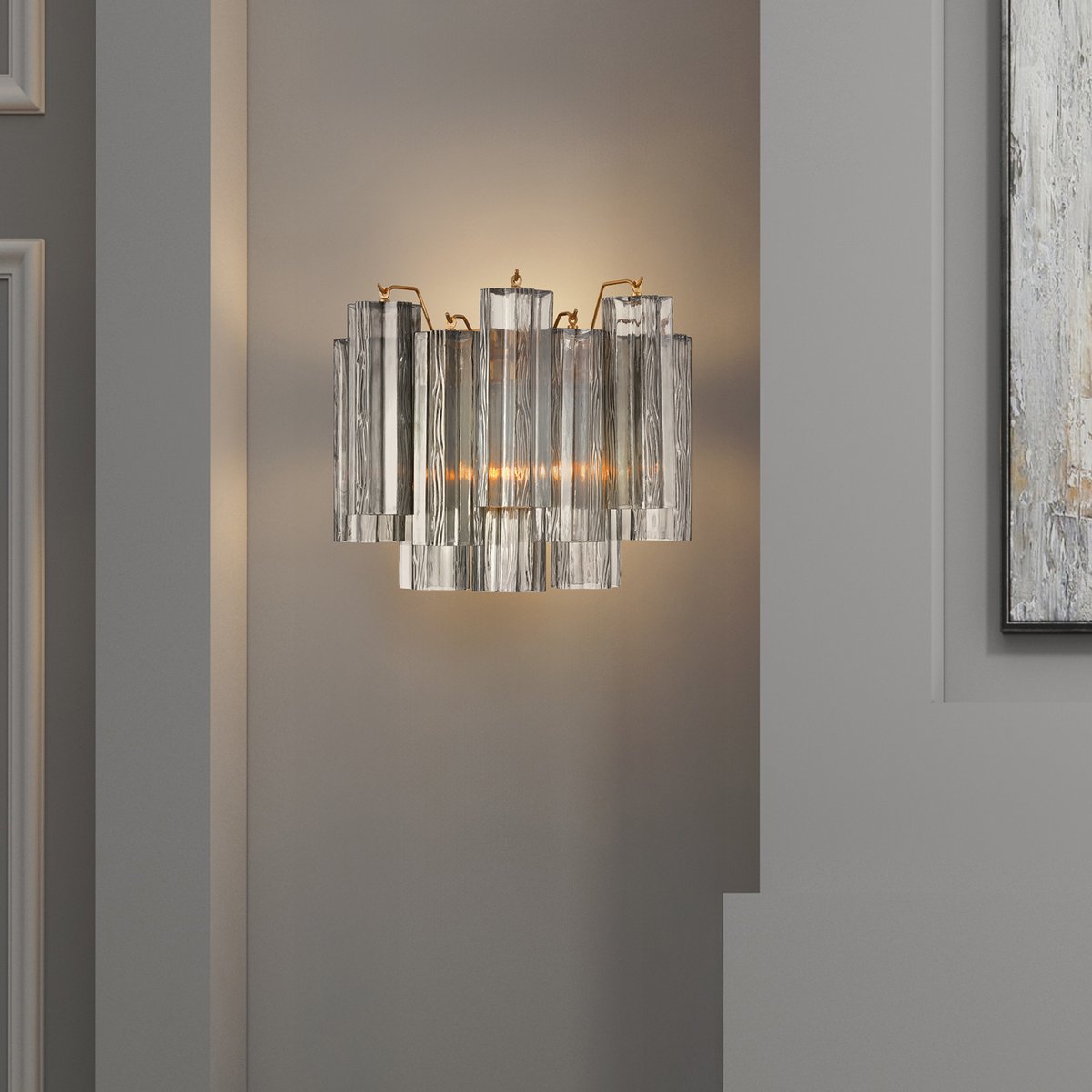 Aurora Wall Light Tronchi Glass Tube Tiered Amber Modern - Neutralighting