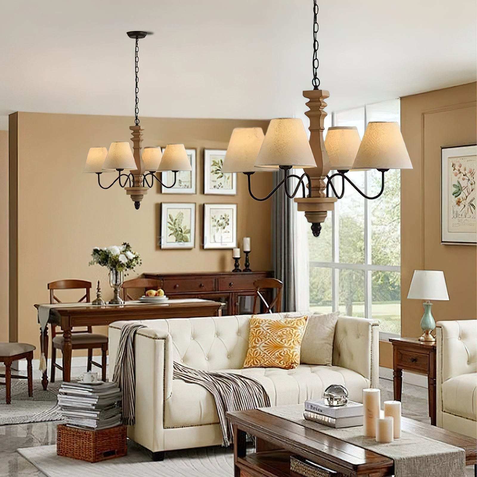 Adela Traditional Luxury Wood Chandelier - Lamp Copper