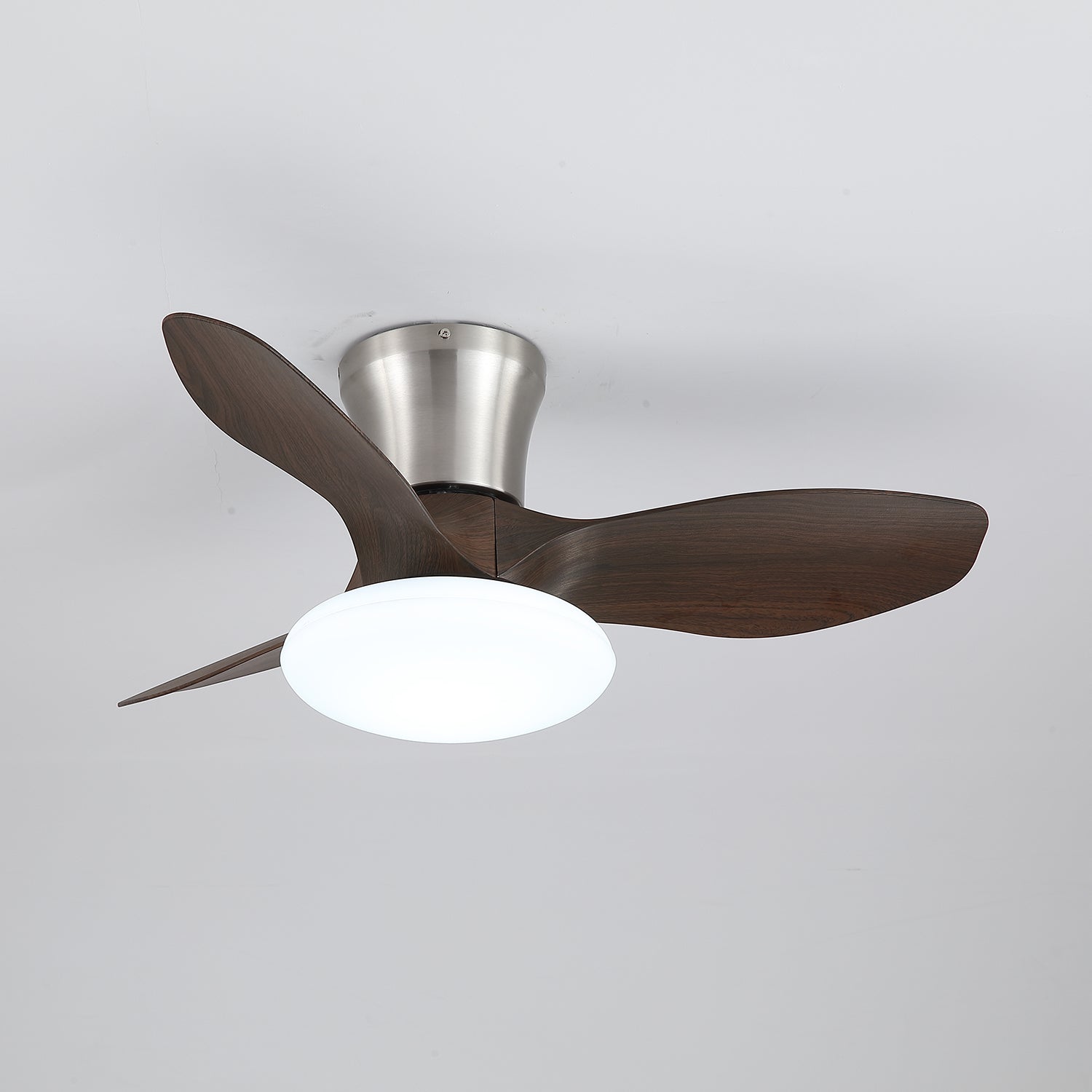 Ventilatore da Soffitto Velora Moderno in Legno con Luce, vista laterale