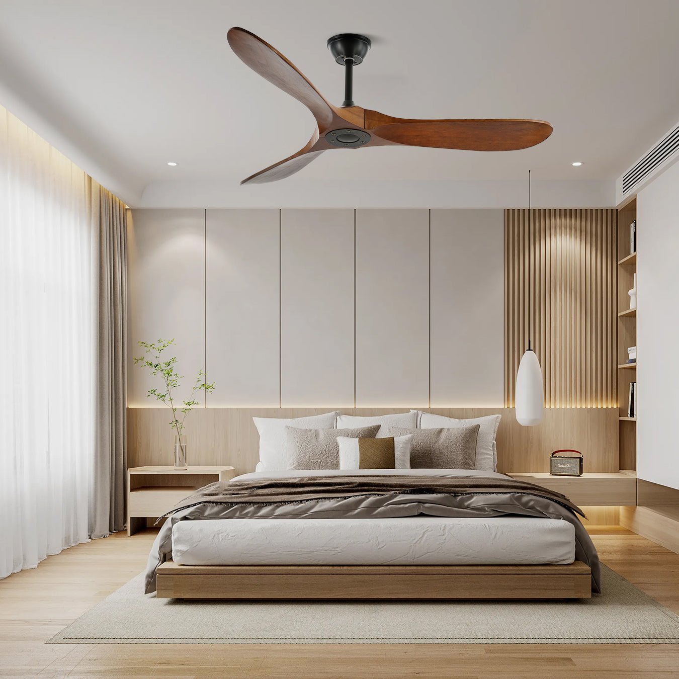 Ventilatore da soffitto Aviona in legno con finitura Nera.