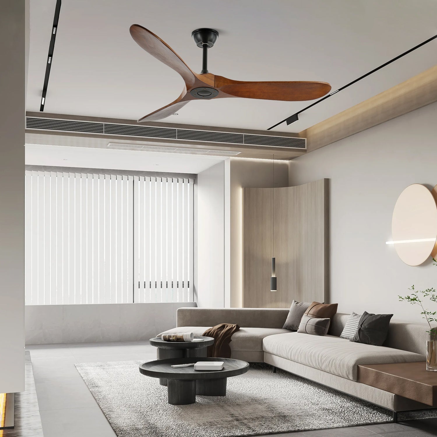 Schema delle dimensioni del ventilatore da soffitto Aviona (Diametro 132cm / 52″).