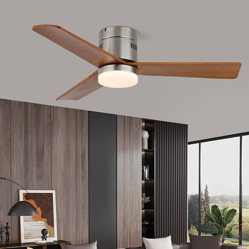 Ventilatore da Soffitto con Luce Eris Minimalista in Legno in un moderno soggiorno