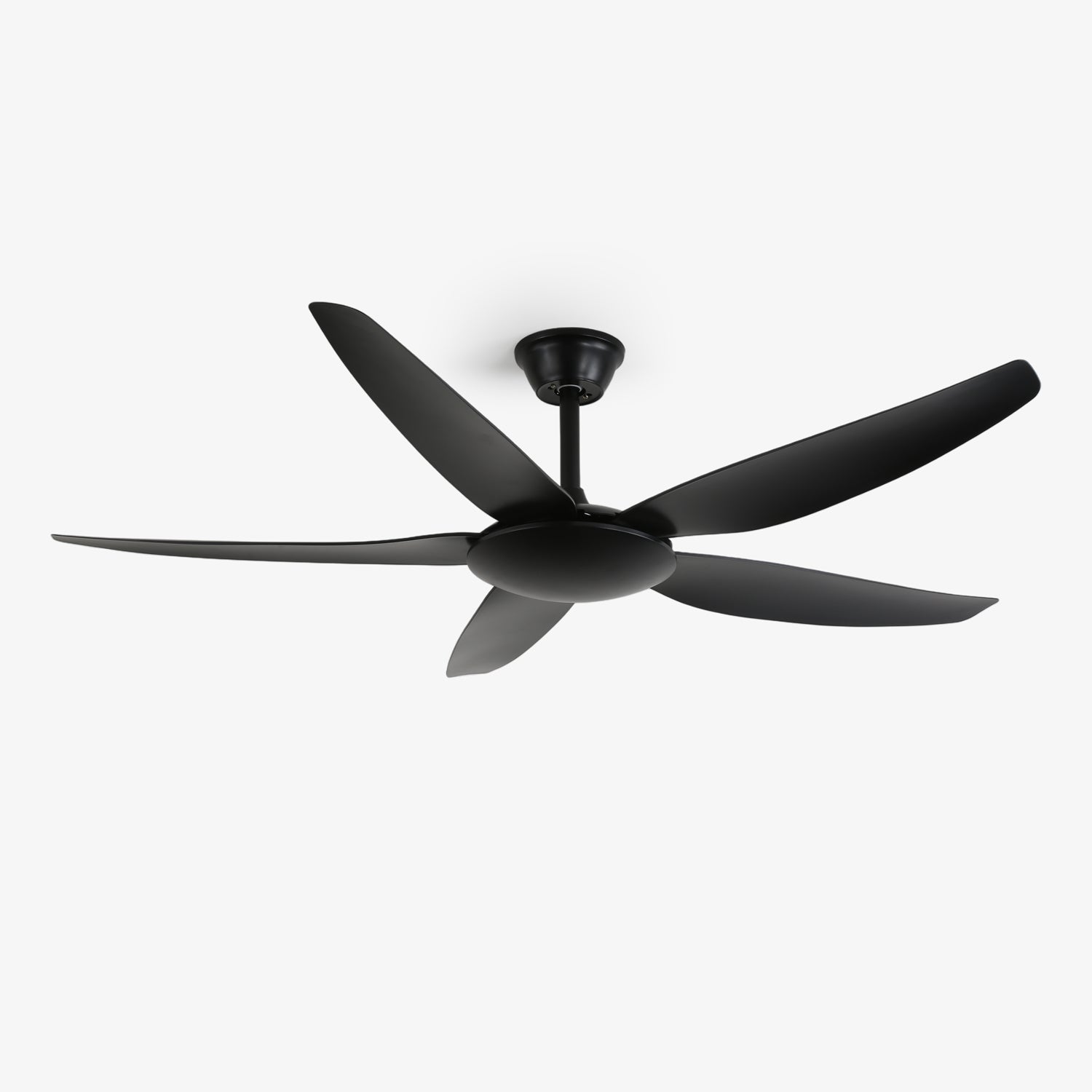 Ventilatore da soffitto minimalista nero Onyxa, vista frontale