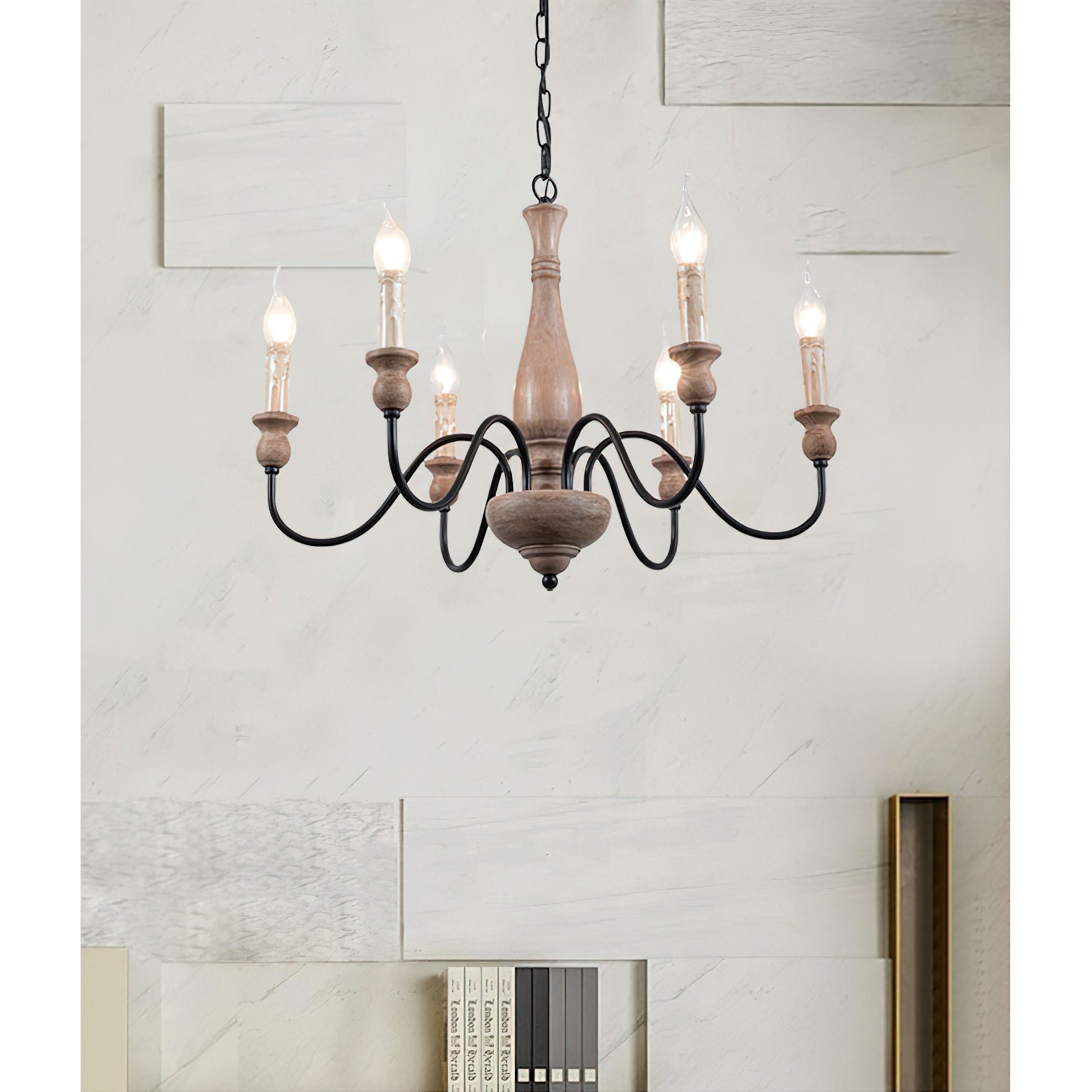 Afralia Modern Industrial Wooden Chandelier - Lamp Copper