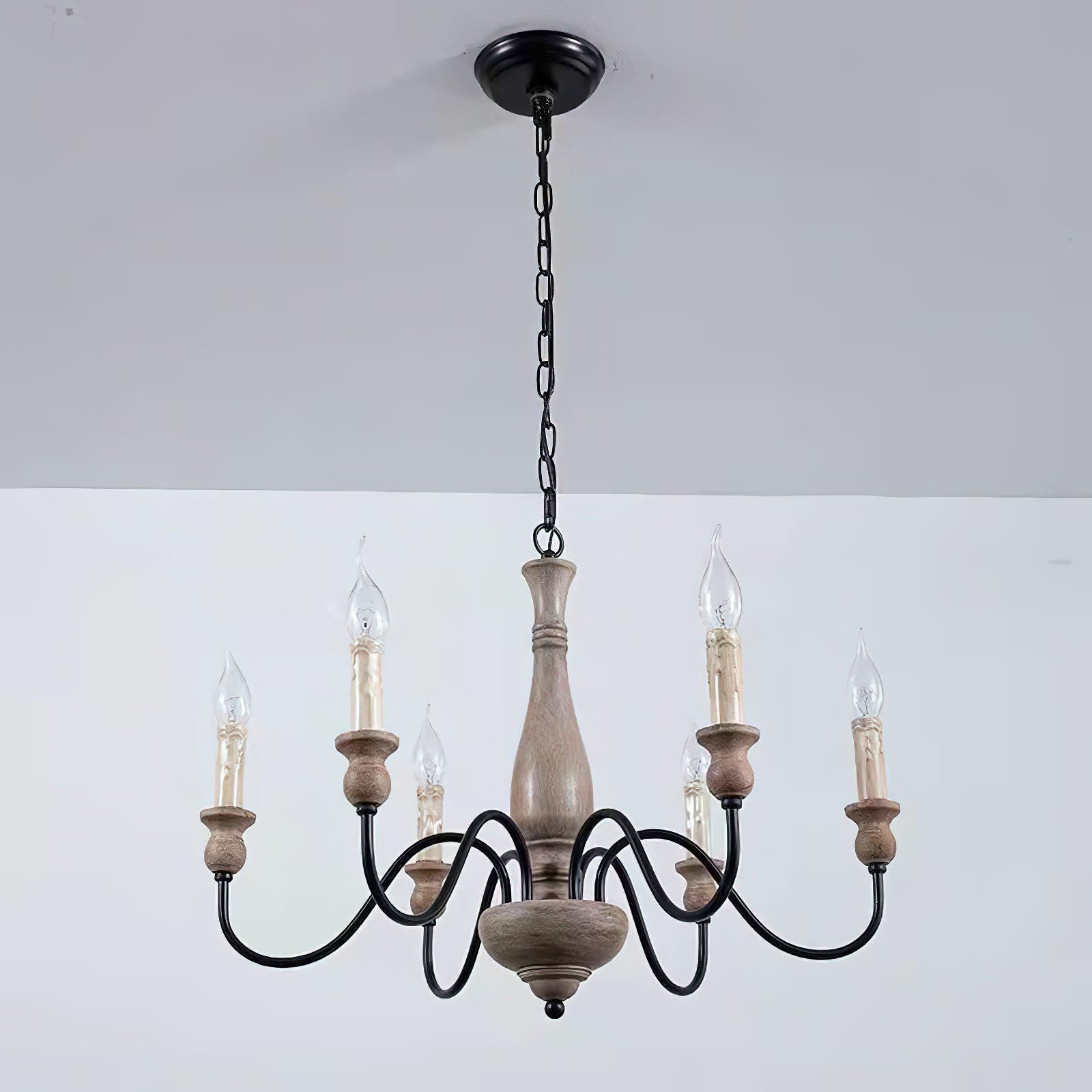 Afralia Modern Industrial Wooden Chandelier - Lamp Copper