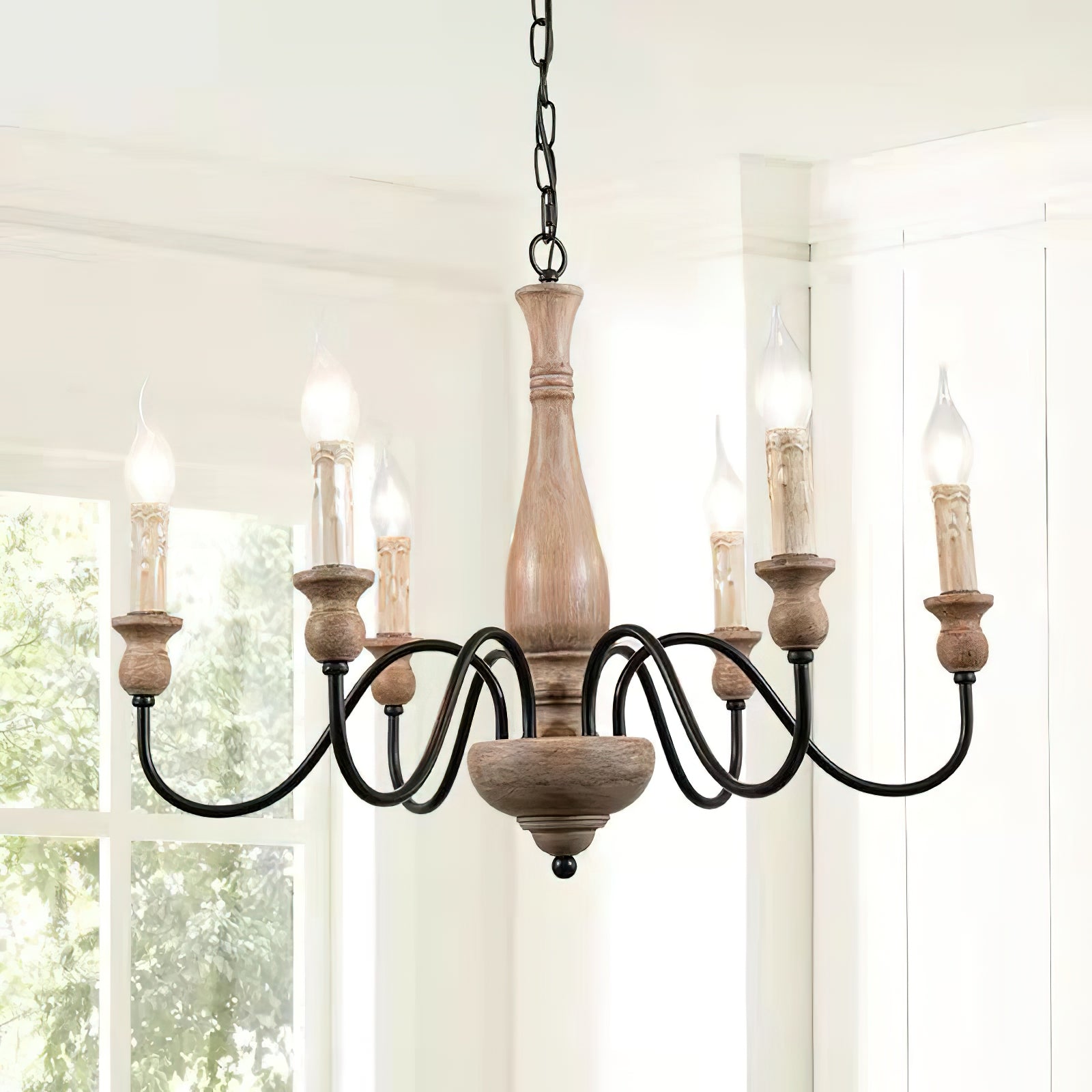 Afralia Modern Industrial Wooden Chandelier - Lamp Copper