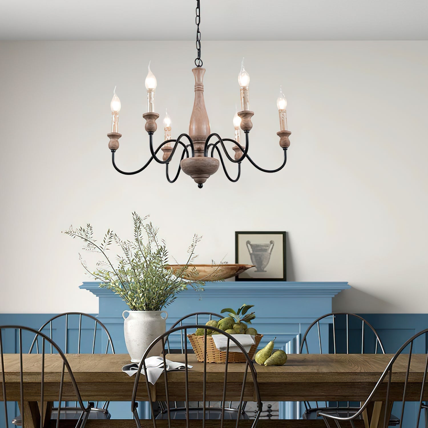 Afralia Modern Industrial Wooden Chandelier - Lamp Copper