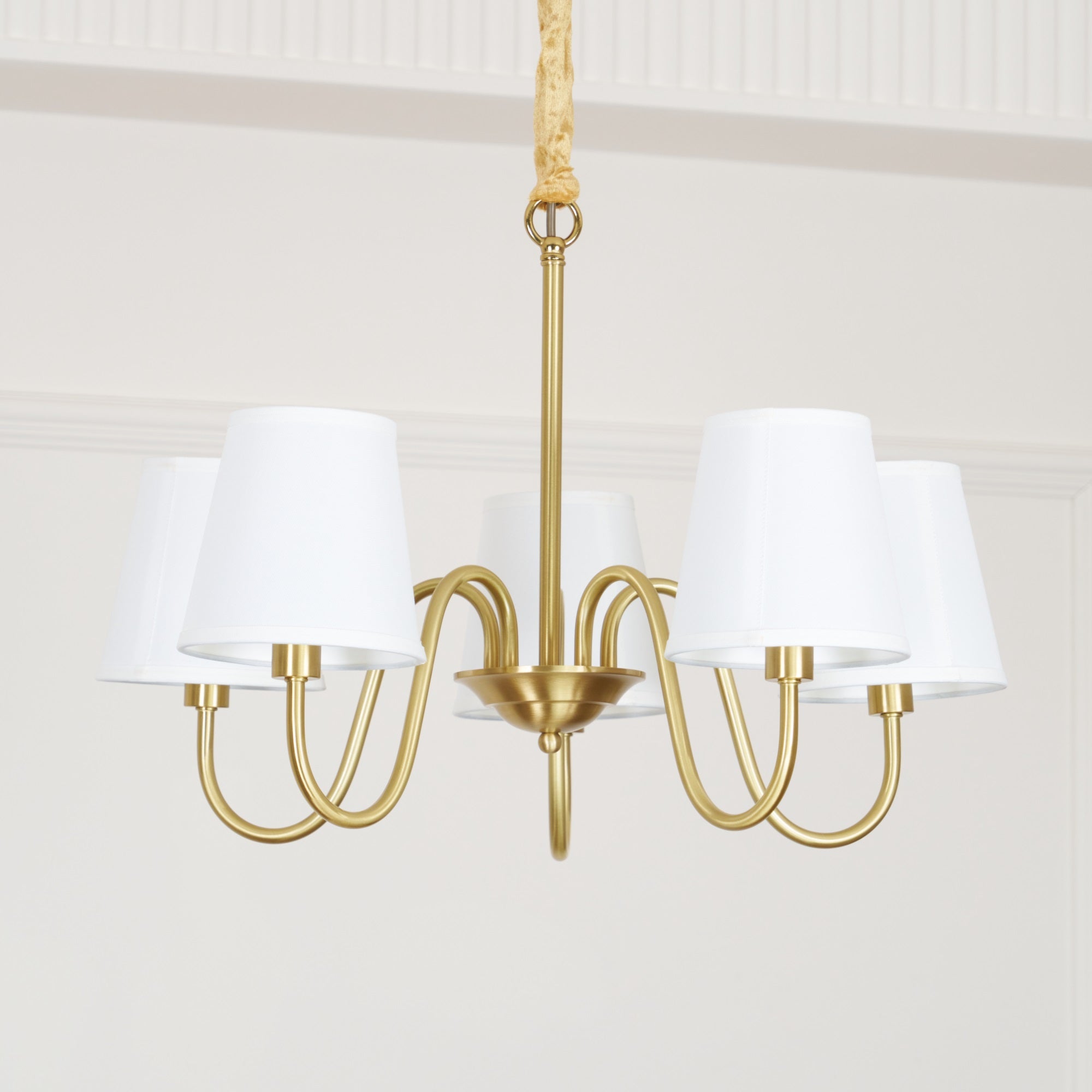 Aged Traditional Stacey Fabric Chandelier - Lamp Copper