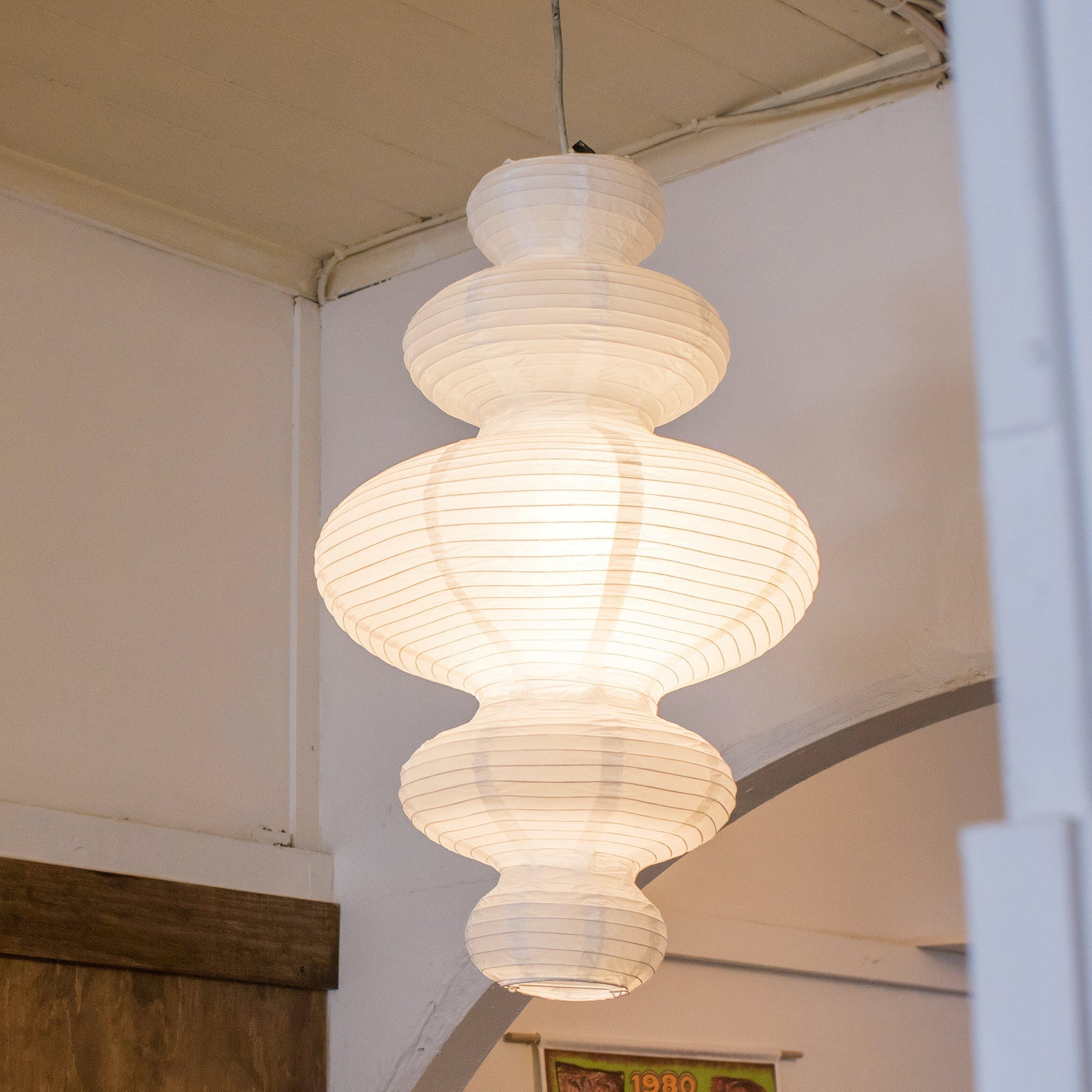 Ritta Lampada a Sospensione Giapponese Scultorea in Carta Plug-In