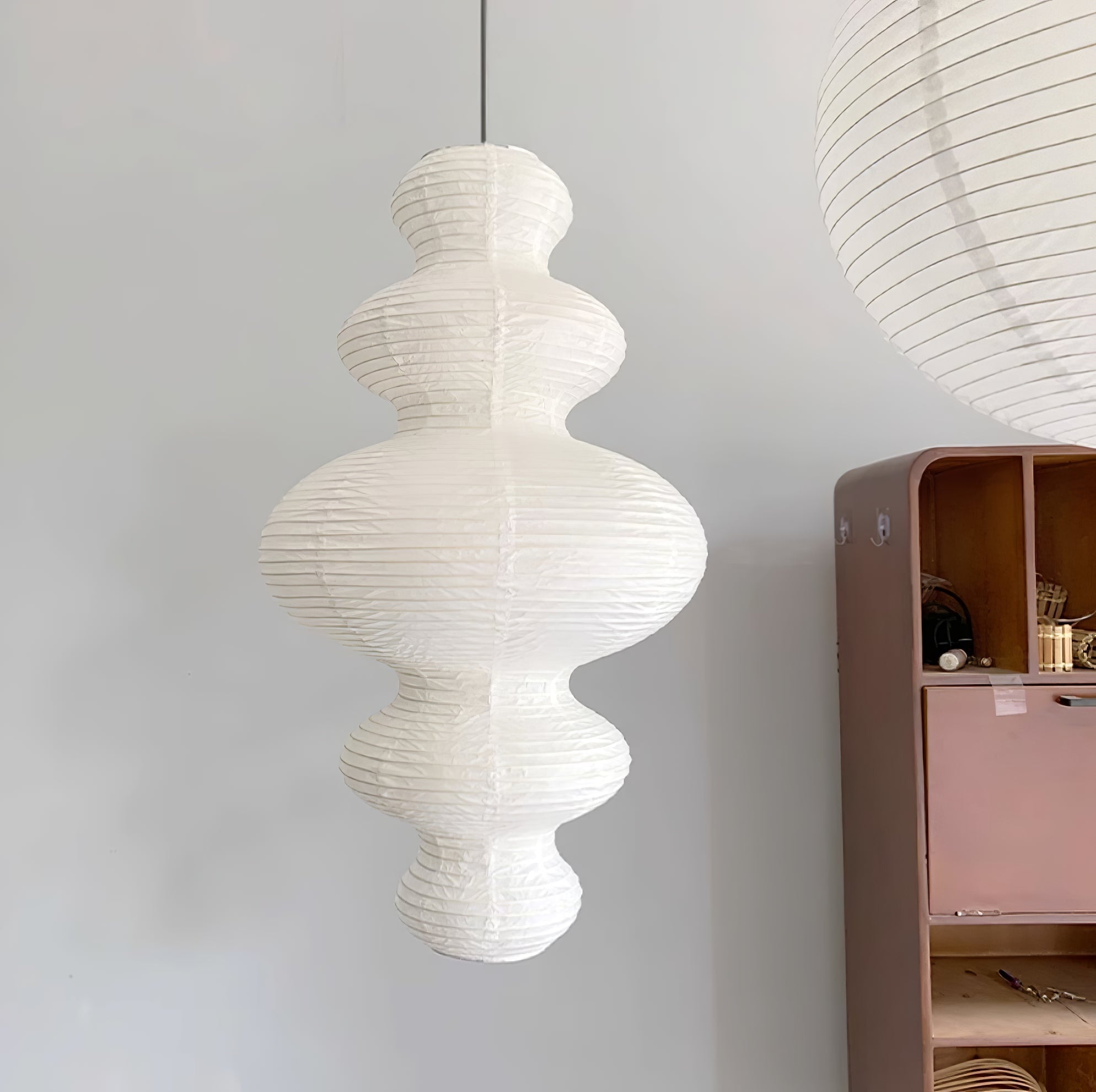 Ritta Lampada a Sospensione Giapponese Scultorea in Carta Plug-In