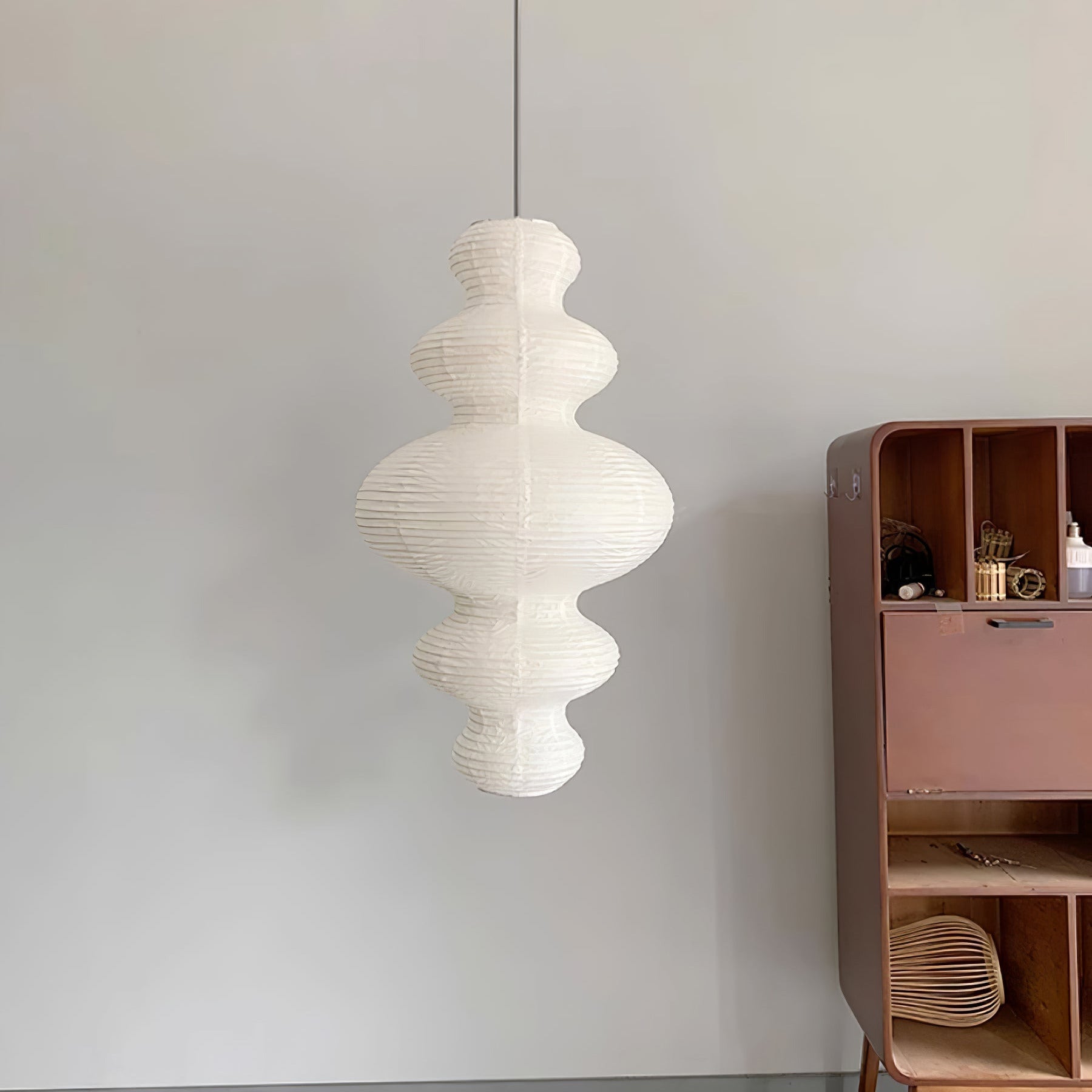 Ritta Lampada a Sospensione Giapponese Scultorea in Carta Plug-In