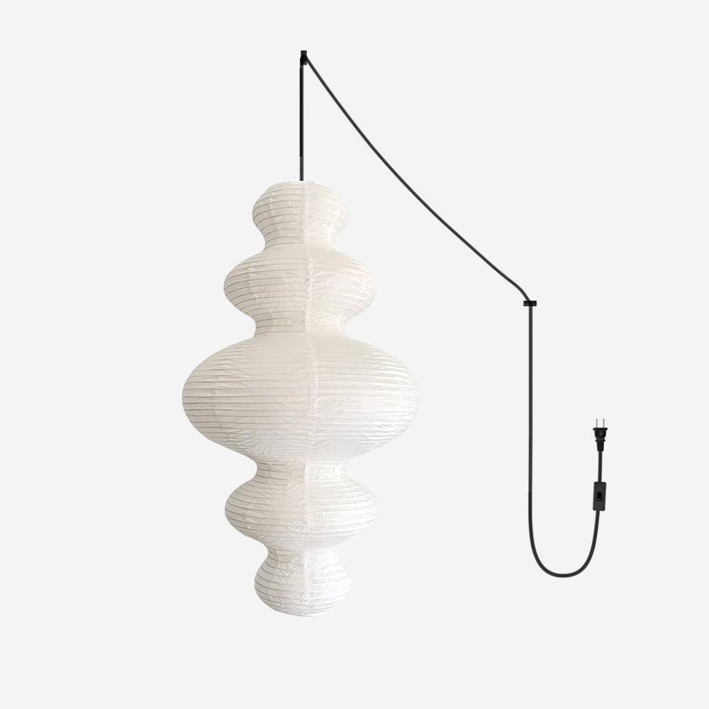 Ritta Lampada a Sospensione Giapponese Scultorea in Carta Plug-In