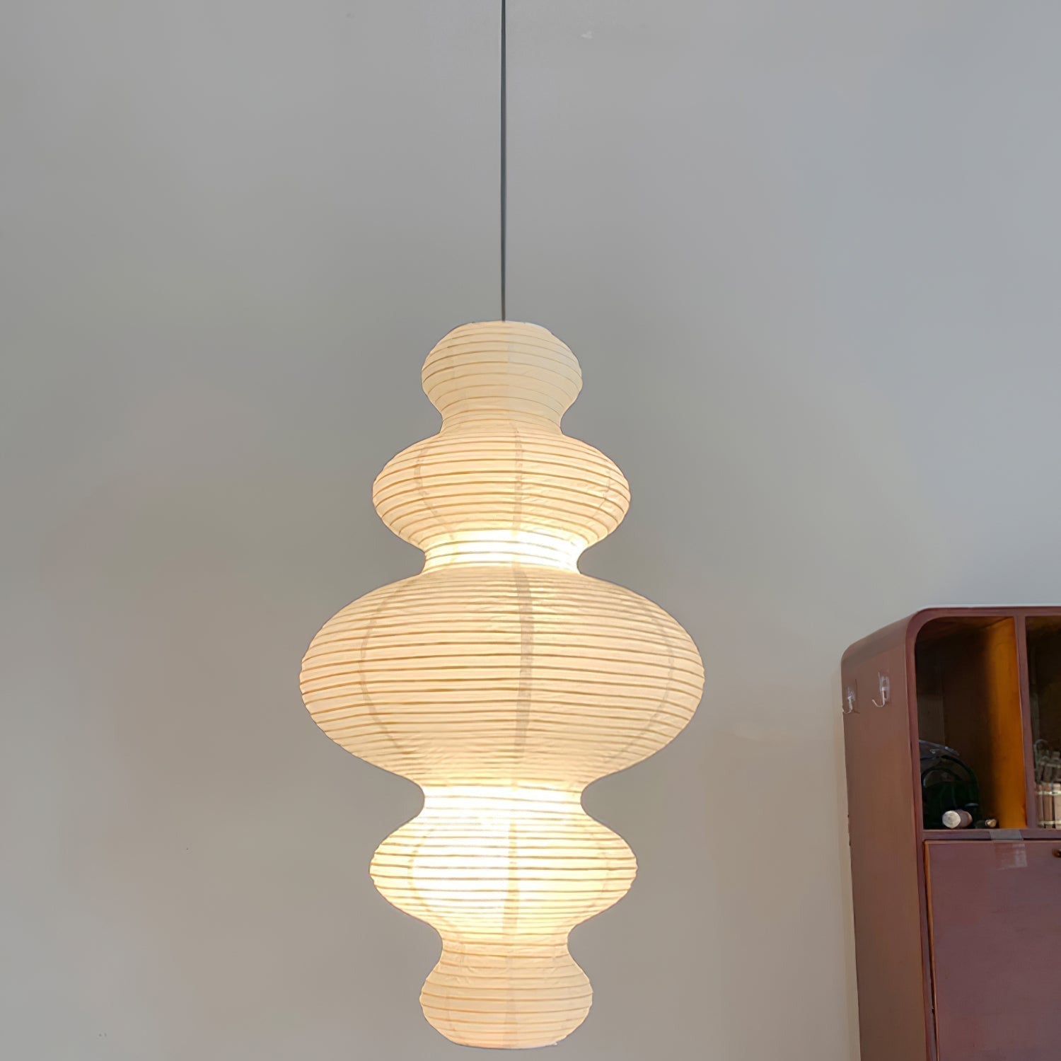 Ritta Lampada a Sospensione Giapponese Scultorea in Carta Plug-In