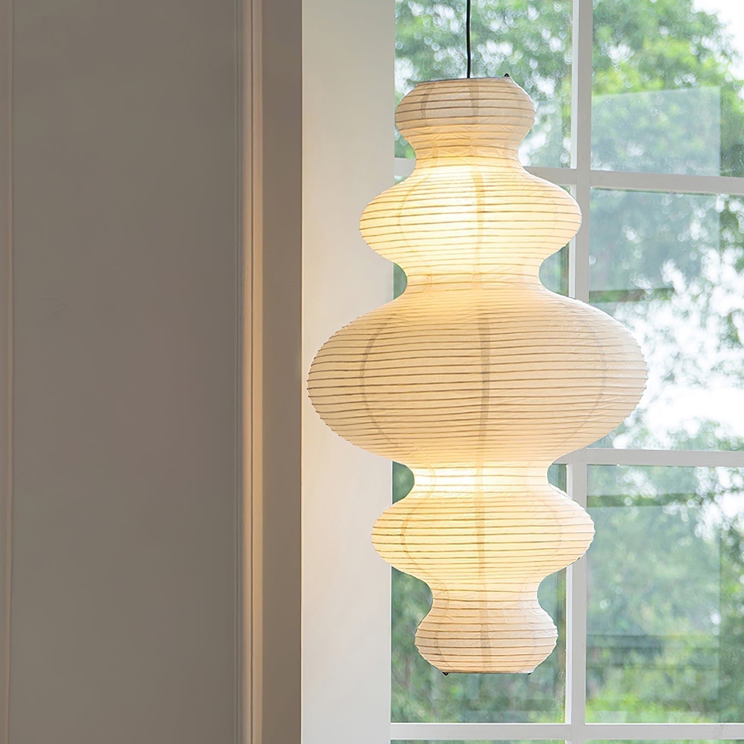 Ritta Lampada a Sospensione Giapponese Scultorea in Carta Plug-In