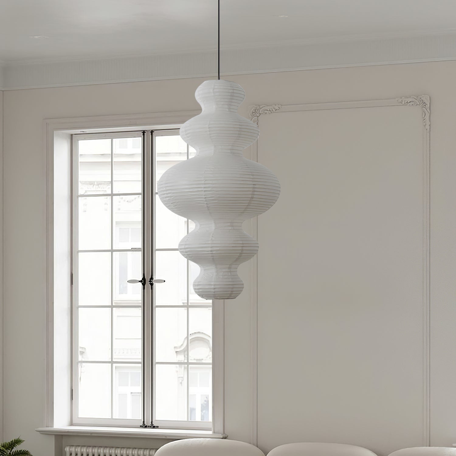 Ritta Lampada a Sospensione Giapponese Scultorea in Carta Plug-In