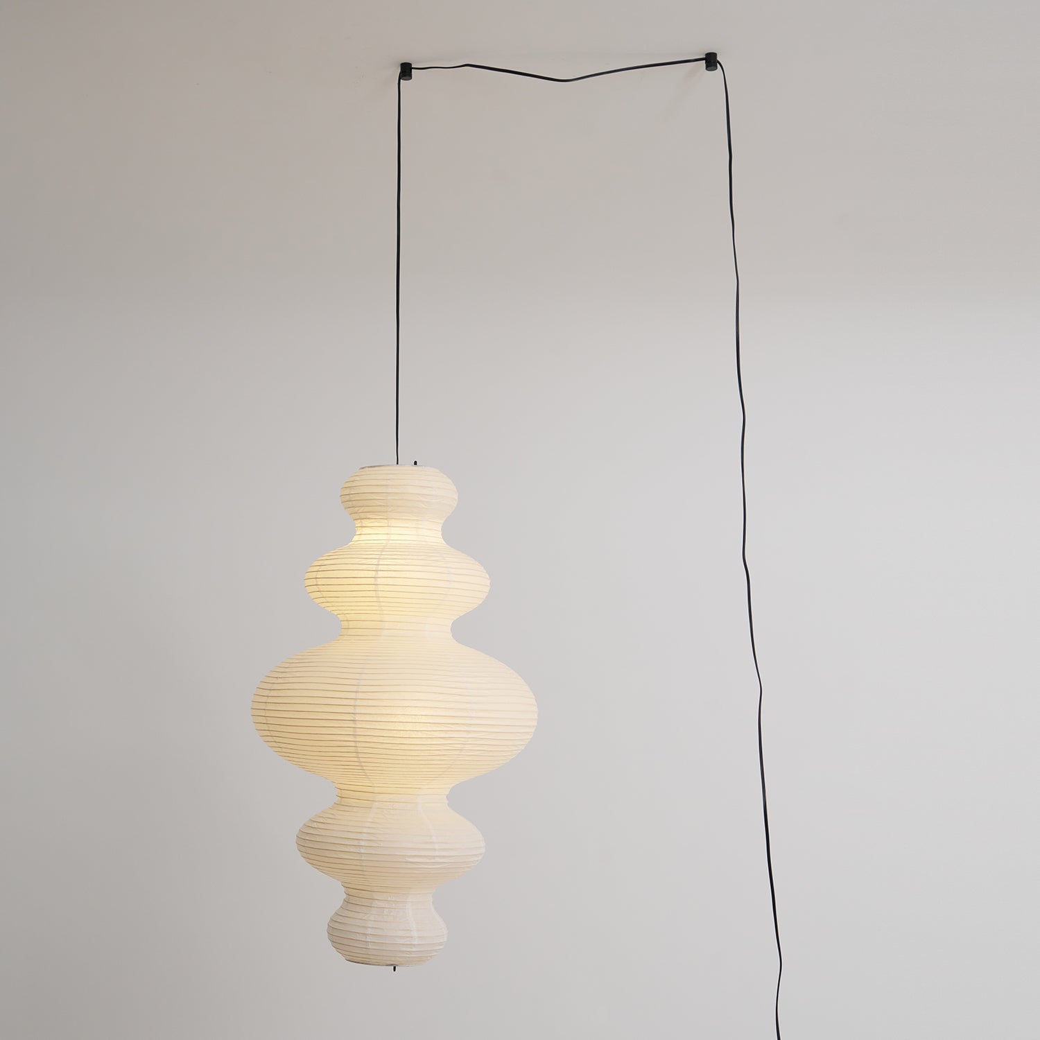 Ritta Lampada a Sospensione Giapponese Scultorea in Carta Plug-In