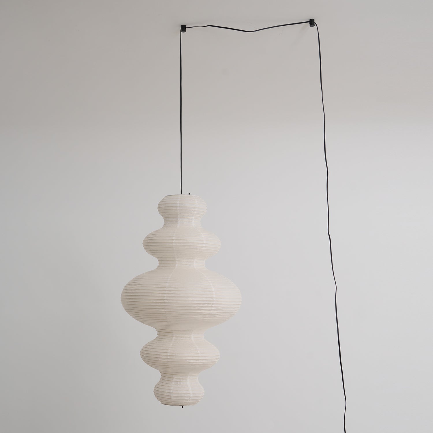 Ritta Lampada a Sospensione Giapponese Scultorea in Carta Plug-In