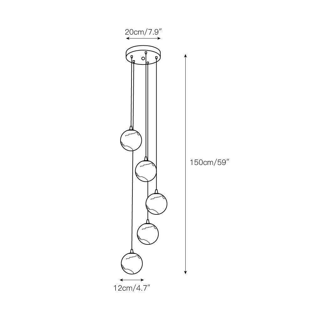 Gloruvye Balls Modern Cluster Metal Chandelier - Lamp Copper