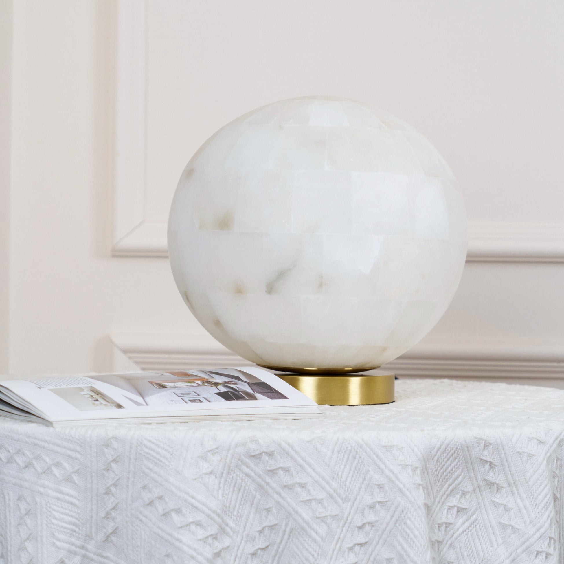 Alabaster Ball Table Lamp - Lamp Copper