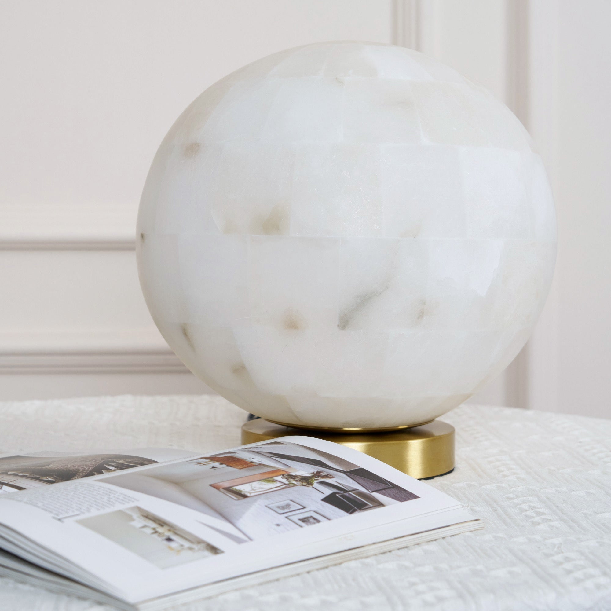 Alabaster Ball Table Lamp - Lamp Copper