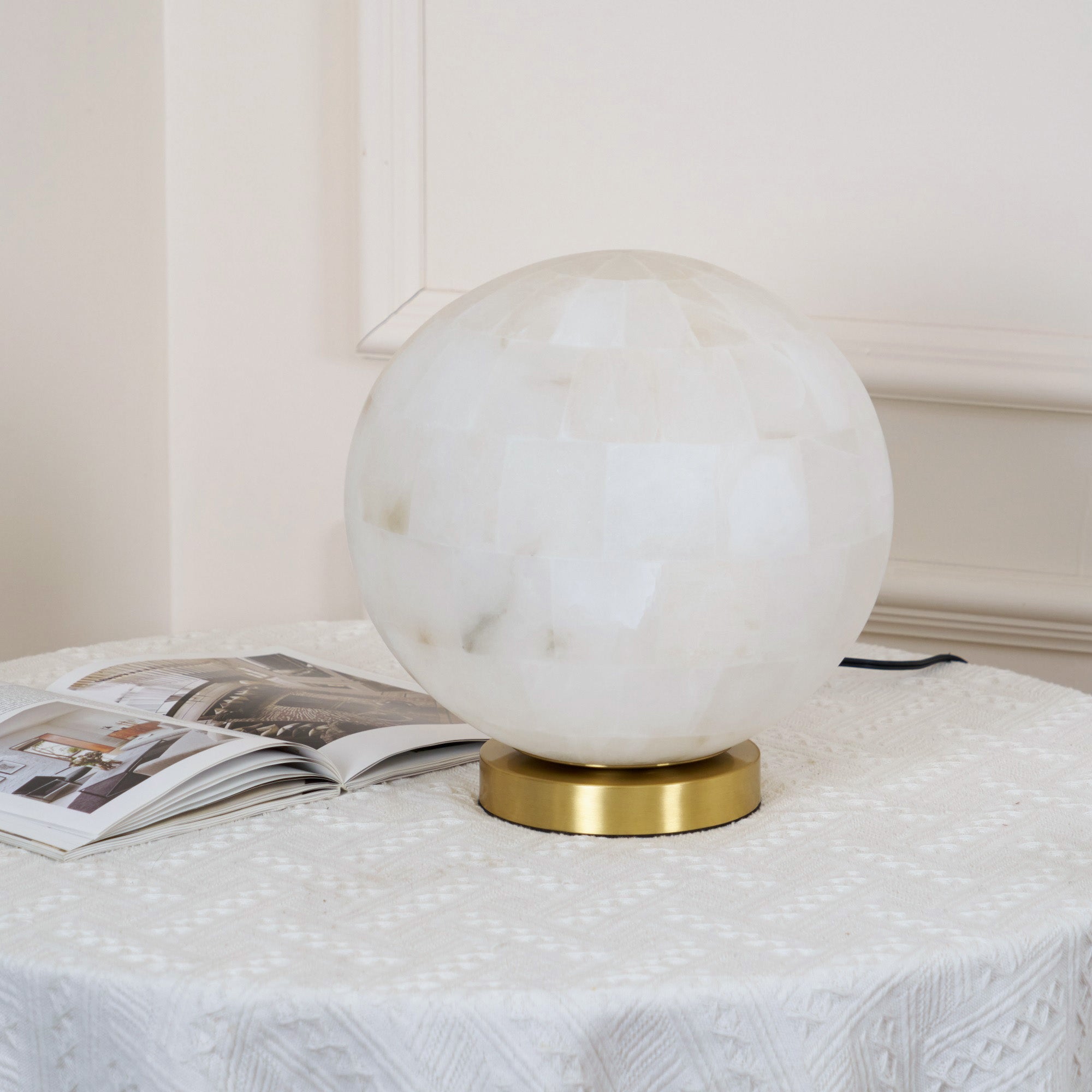 Alabaster Ball Table Lamp - Lamp Copper
