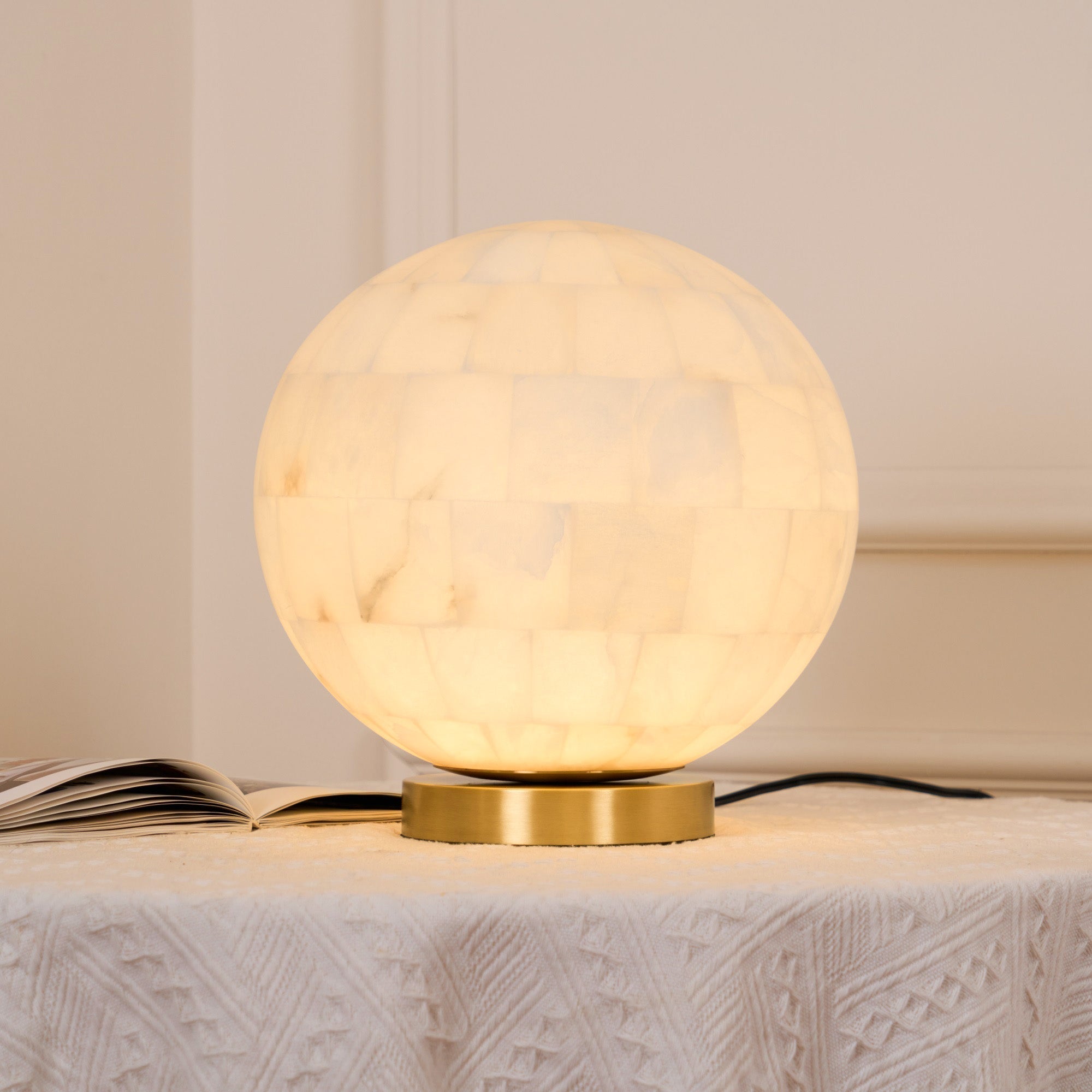 Alabaster Ball Table Lamp - Lamp Copper
