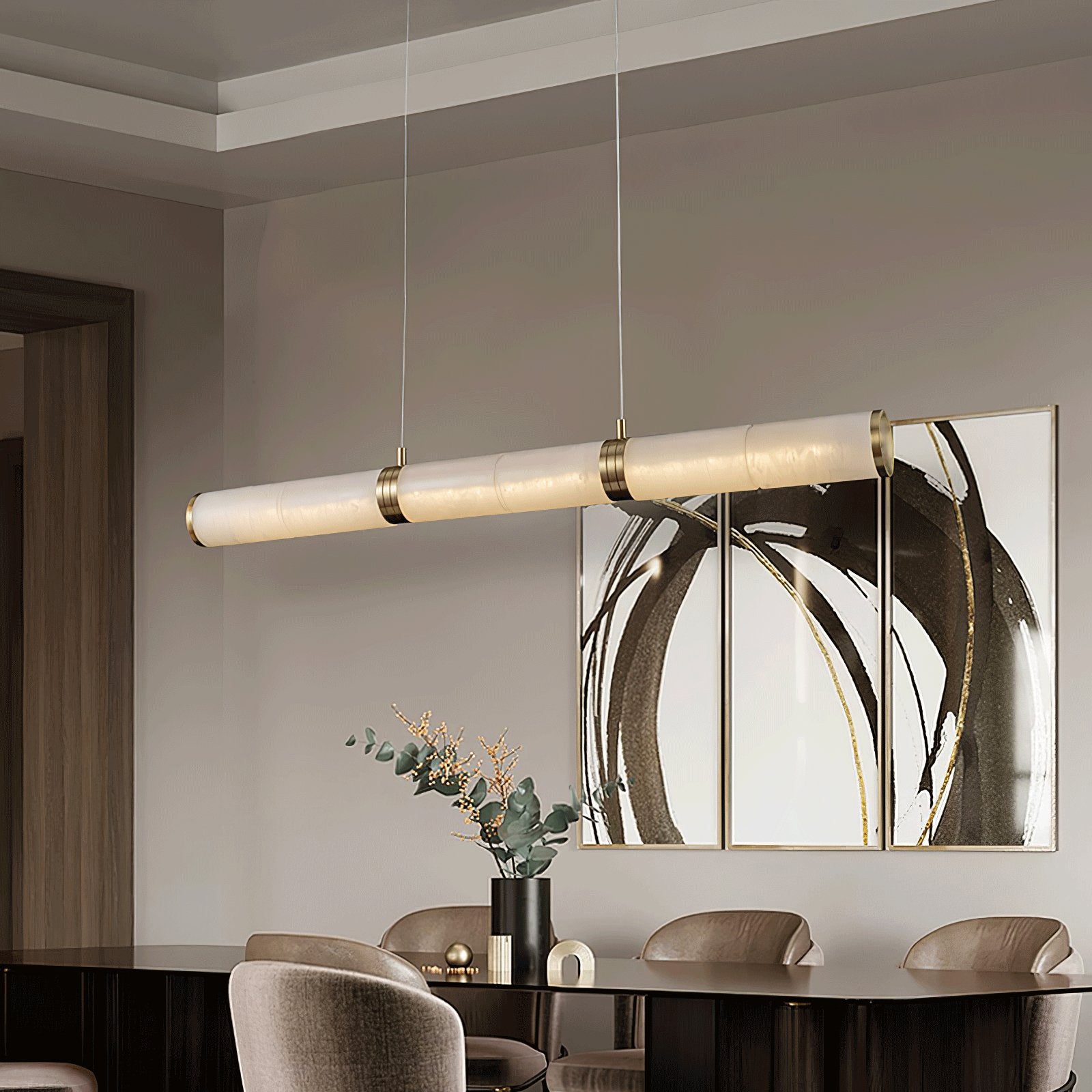 Eira Minimalist Alabaster Linear Pendant Light - Neutralighting