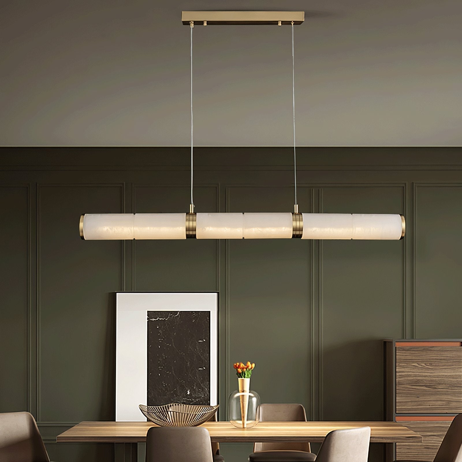 Eira Minimalist Alabaster Linear Pendant Light - Neutralighting